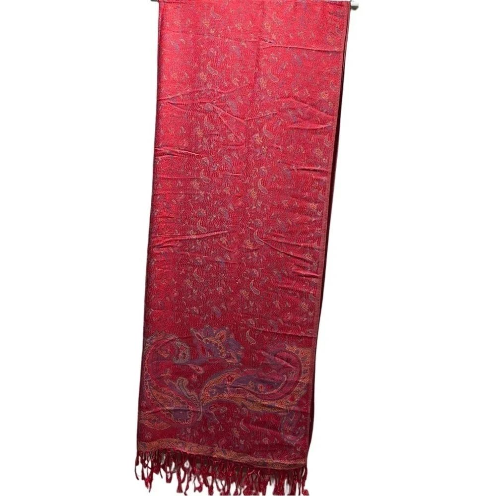 Elegant Shawl in Crimson Red- Versatile Wrap, Stole, Scarf, Veil, Soft & Cozy